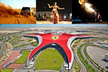 Dubai Desert Safari, Live Shows and BBQ Dinner & Ferrari World Abu Dhabi (COMBO)