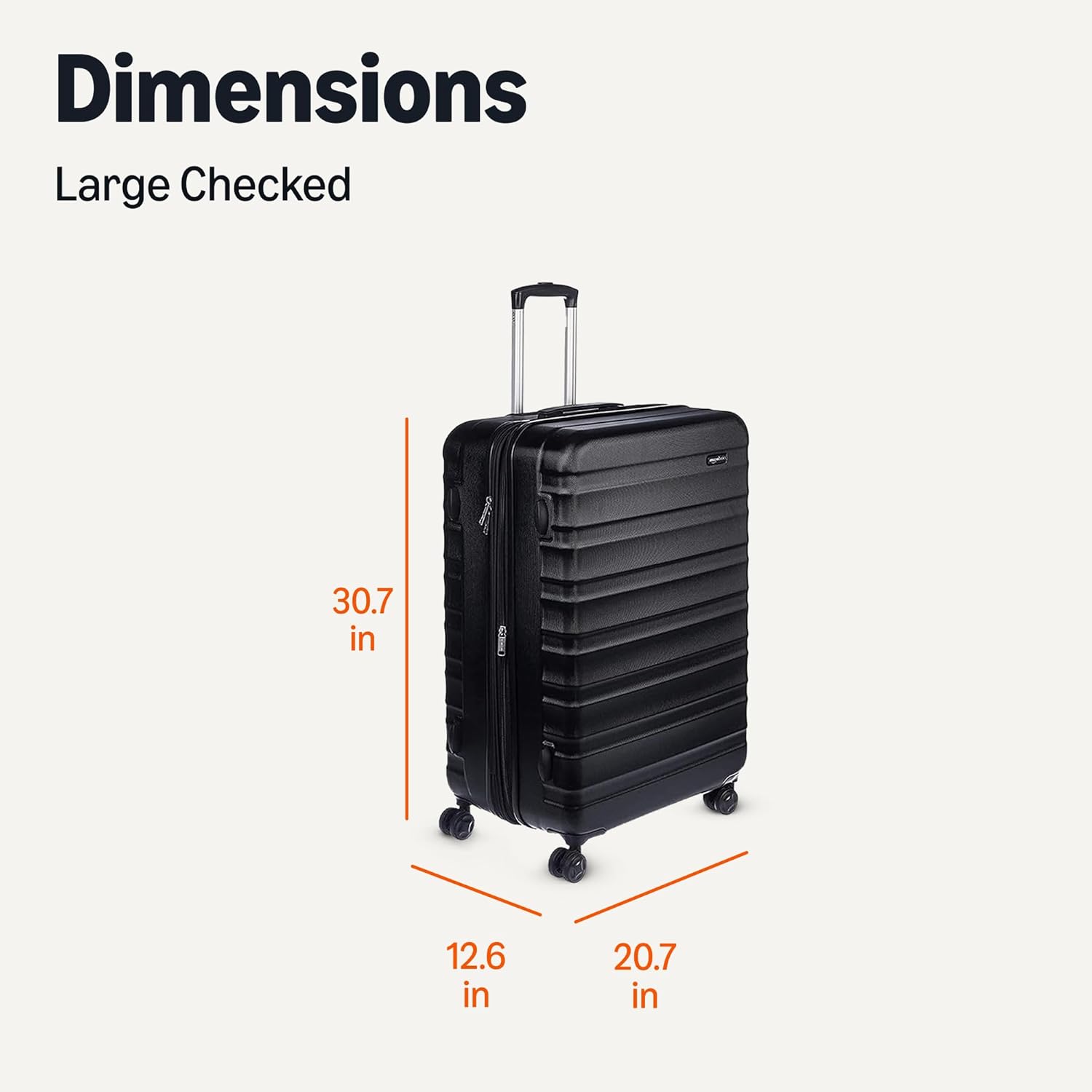 Amazon Basics 30" Hardside Large Checked Luggage, Hardshell Suitcase With Four Multi-directional Wheels, Expandable For Up to 15% More Space, Scratch-Resistant Shell, Black - Image 3