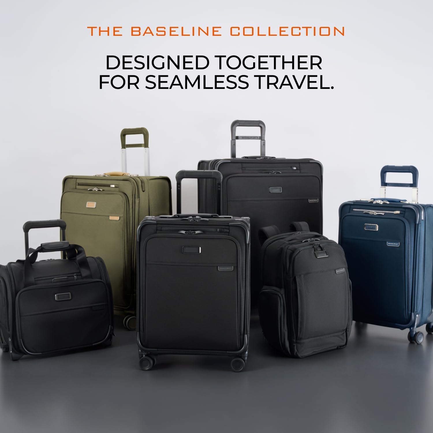 Briggs & Riley Baseline Essential Softside Carry-On Spinner Luggage, Navy - Image 9