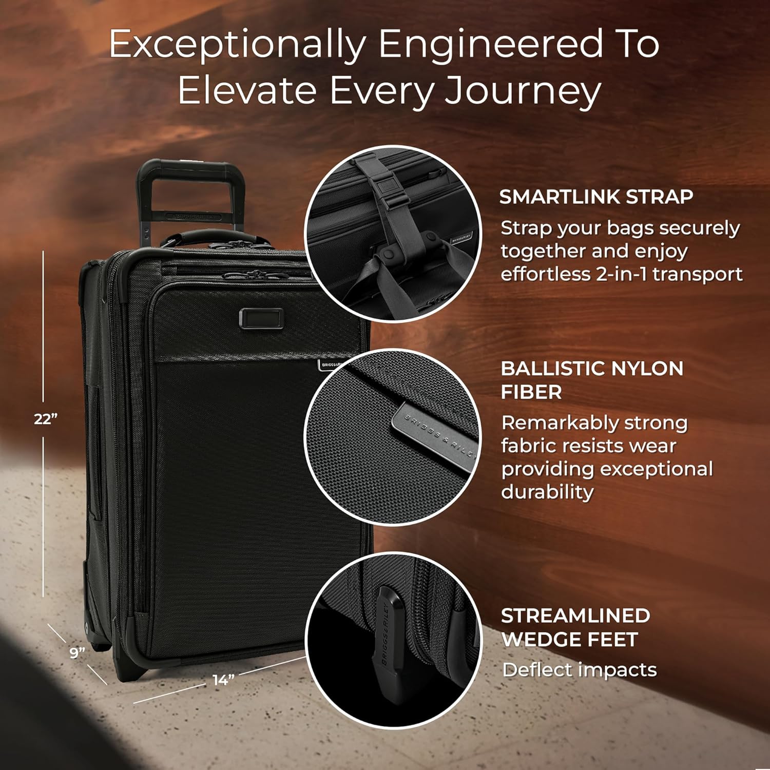 Briggs & Riley Baseline Essential 2-Wheel Softside Carry-On, Black - Image 2