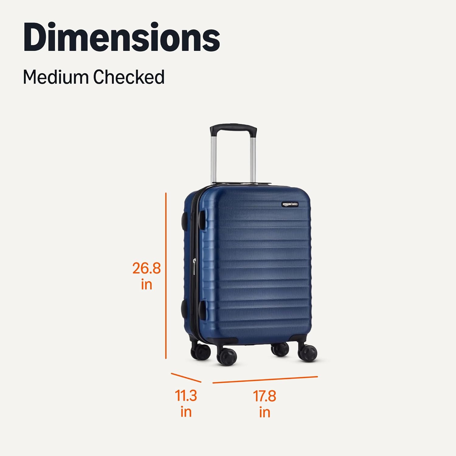 AmazonBasics 68 cm Navy Blue Hardsided Check-In Trolley - Image 3