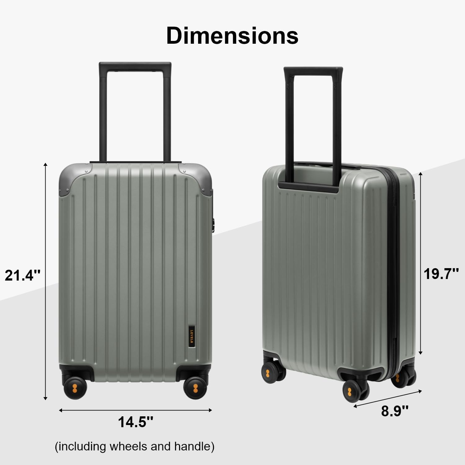 LEVEL8 Carry on Suitcase Airline Approved Hardside PC Luggage 20 inch Green - Image 3