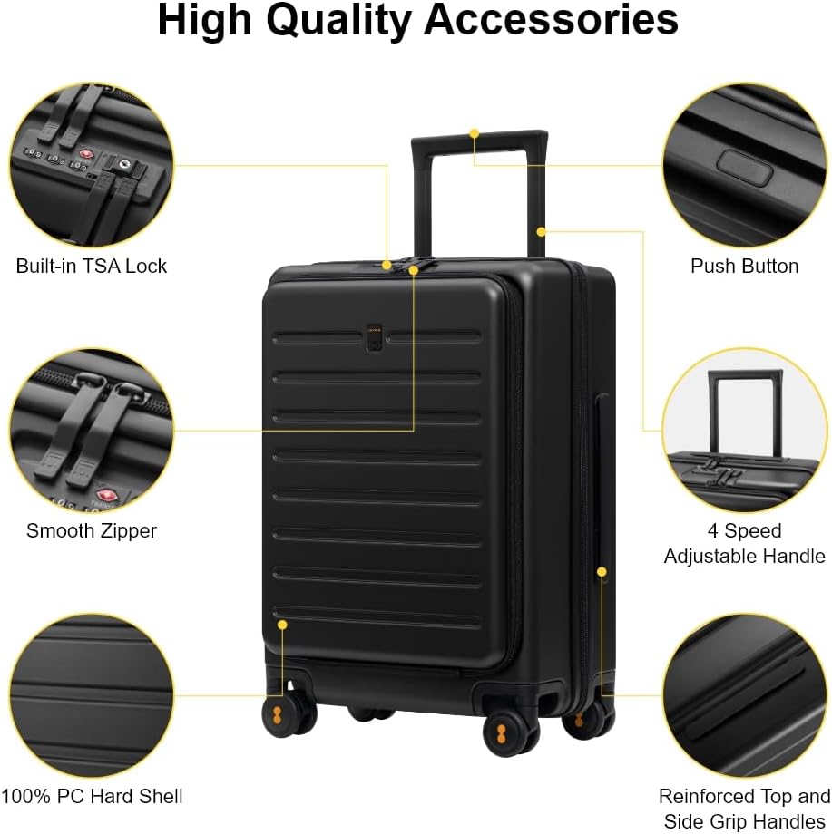 LEVEL8 Small Carry On Luggage with Front Pocket,20" Lightweight Suitcase - Image 2