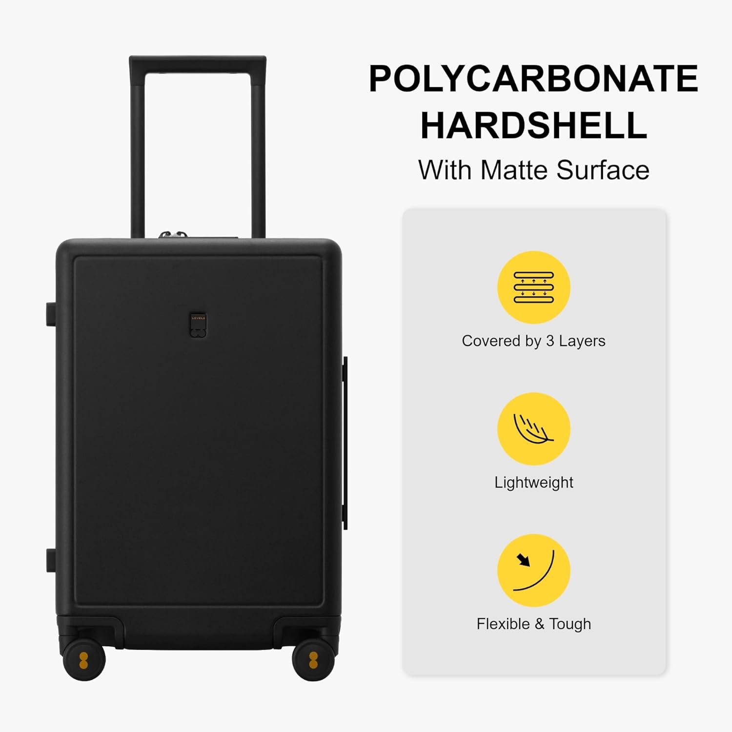 LEVEL8 Black Luggage Sets 3 Piece, Suitcases with Wheels, 20/24/28Inch - Image 3