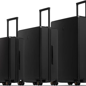 LEVEL8 Black Luggage Sets 3 Piece, Suitcases with Wheels, 20/24/28Inch