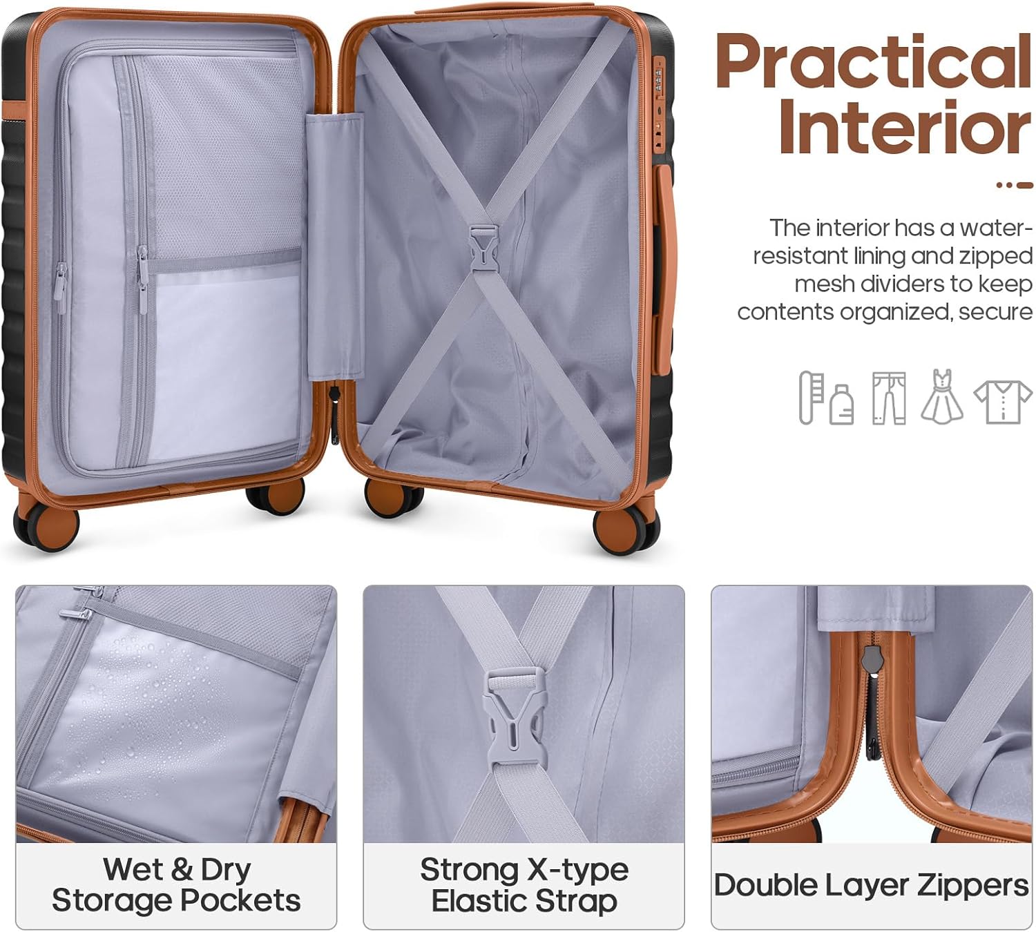 UKEIN Luggage Sets 3Piece, Carry On Luggage 20in Suitcase Set With Backpack - Image 2