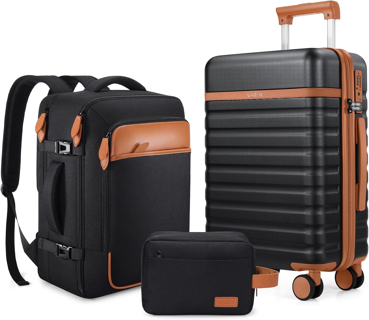 UKEIN Luggage Sets 3Piece, Carry On Luggage 20in Suitcase Set With Backpack